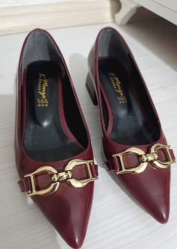 Bordo Parlak Tokalı Kadın Topuklu Ayakkabı - Görsel 10