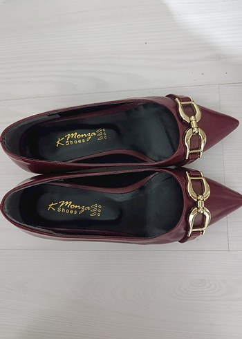 Bordo Parlak Tokalı Kadın Topuklu Ayakkabı - Görsel 2