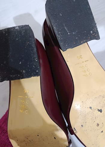 Bordo Parlak Tokalı Kadın Topuklu Ayakkabı - Görsel 8