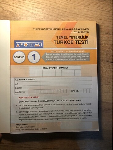  TYT TÜRKÇE DENEMESİ