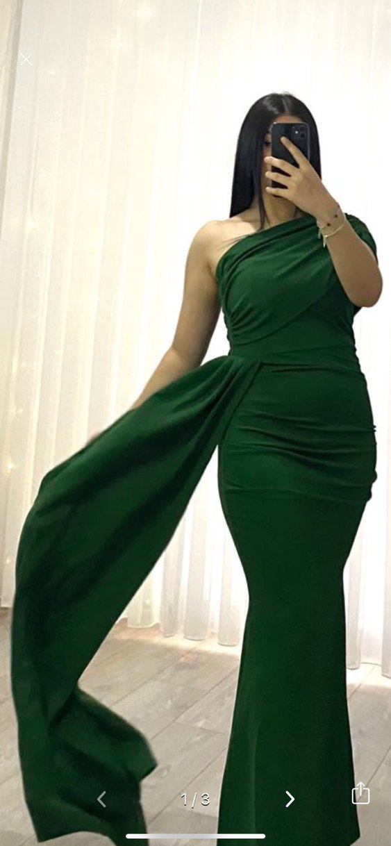 Drapeli Straplez Uzun Yeşil Abiye Elbise - Görsel 3