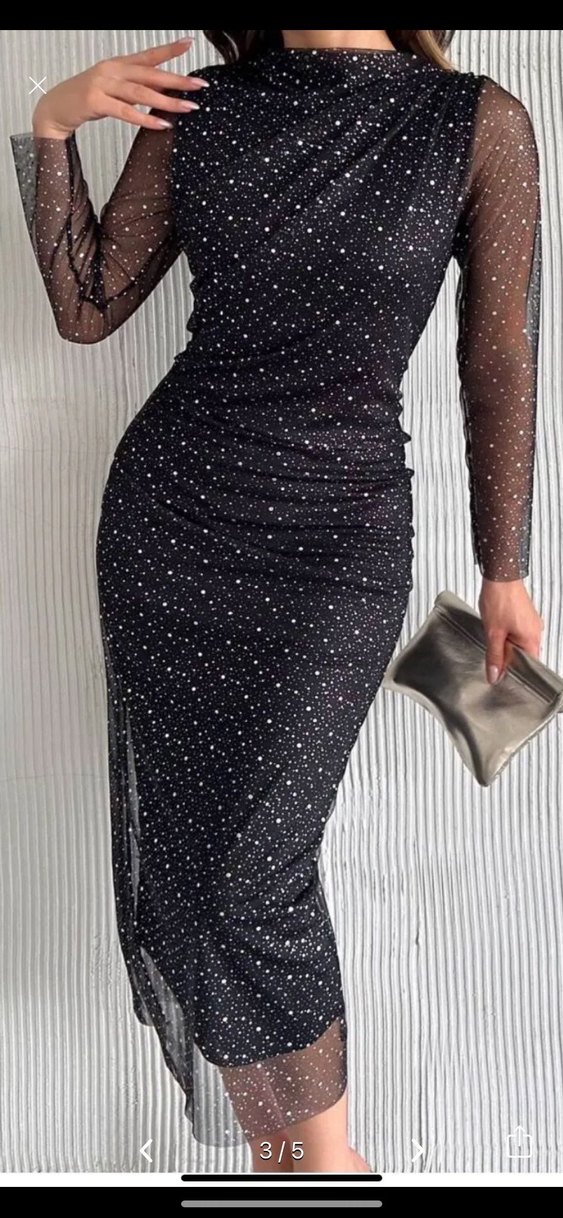 Siyah beyaz noktalı tül elbise - Görsel 3