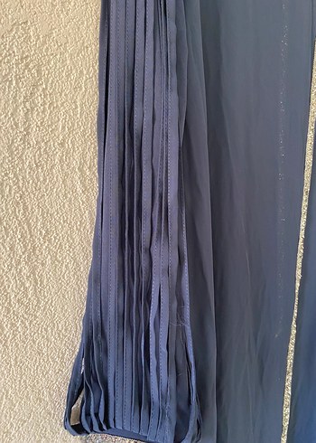 Kadın lacivert Uzun Kollu şifon Elbise abiye - Görsel 5