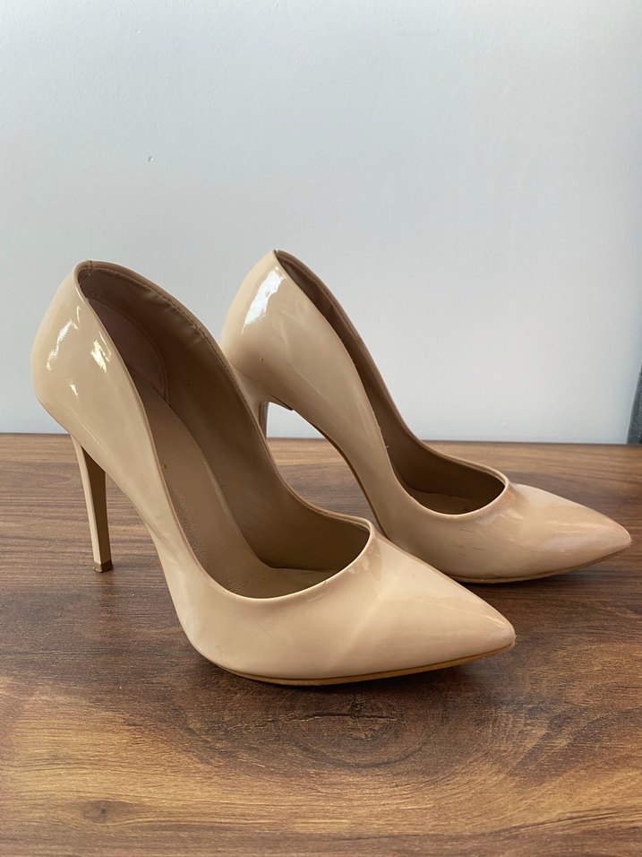 Bej Rugan Stiletto Topuklu Kadın Ayakkabı - Görsel 4