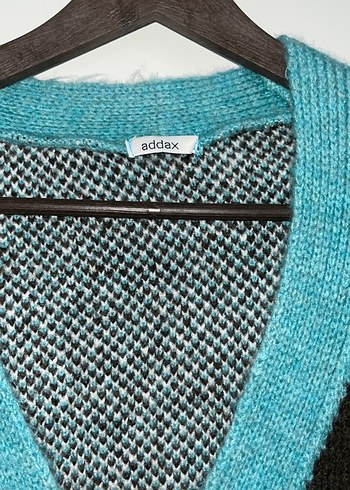 Turkuaz Ekose Desenli Salaş Hırka - Görsel 4