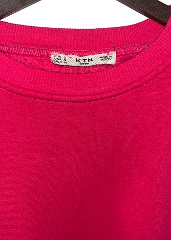 Pembe Kadın Bisiklet Yaka Sweatshirt - Görsel 4