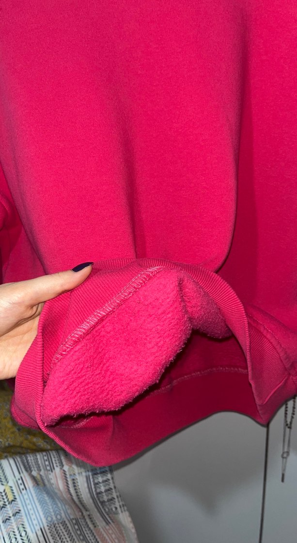 Pembe Kadın Bisiklet Yaka Sweatshirt - Görsel 3