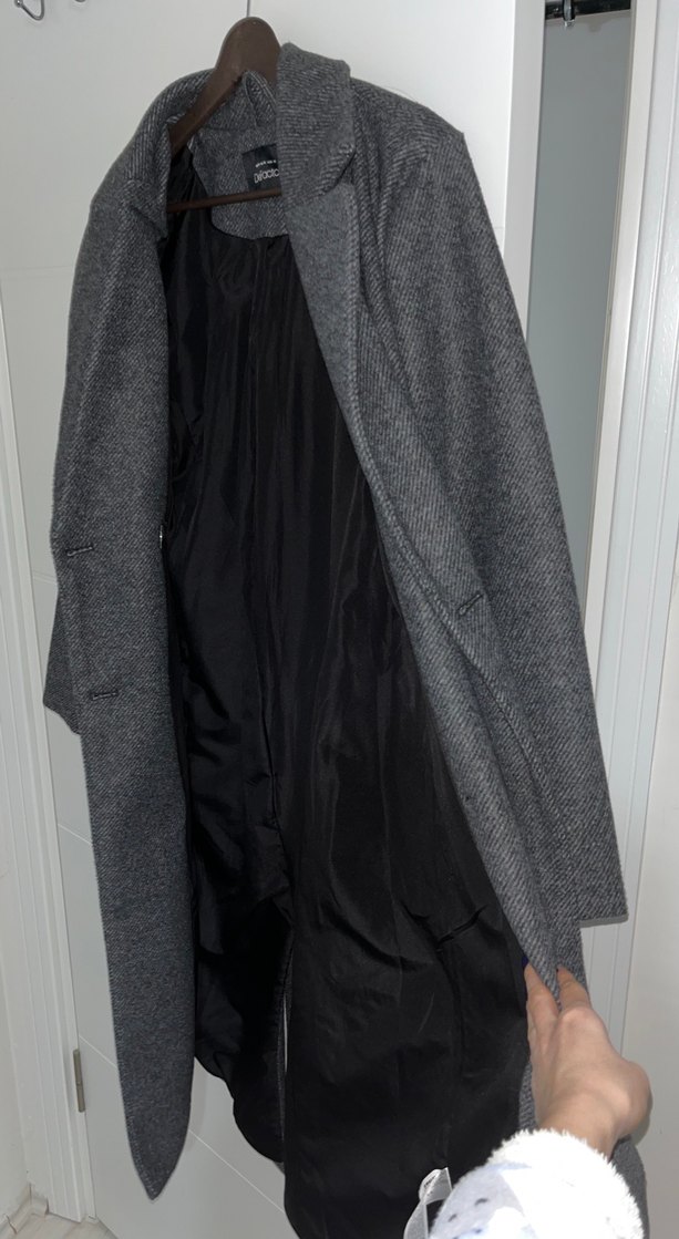 Koyu Gri Uzun Kaban - Görsel 2