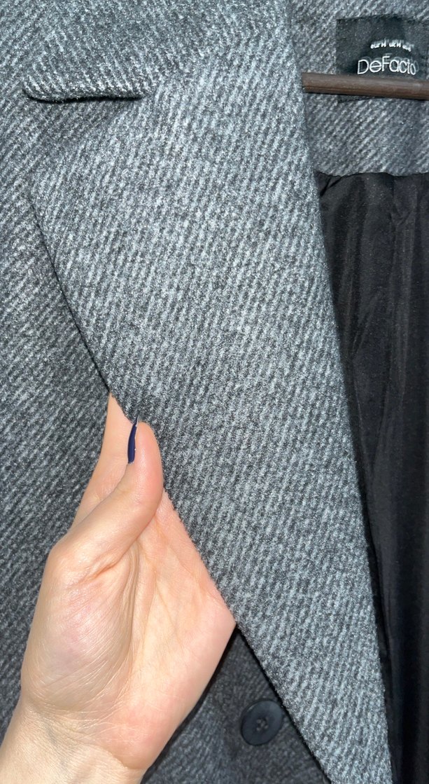 Koyu Gri Uzun Kaban - Görsel 5