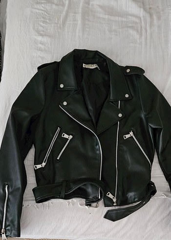 Siyah Kadın Deri Biker Ceket