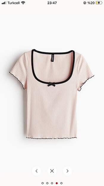 H&M Overlok Detaylı Ribanalı Üst