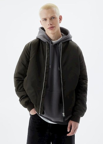 Pull and bear Kapüşonlu Rahat Kesim Erkek Mont