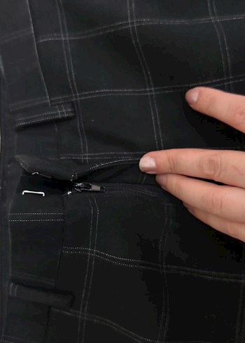 Siyah Kareli erkek Kumaş Pantolon - Görsel 7