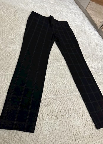 Siyah Kareli erkek Kumaş Pantolon - Görsel 2