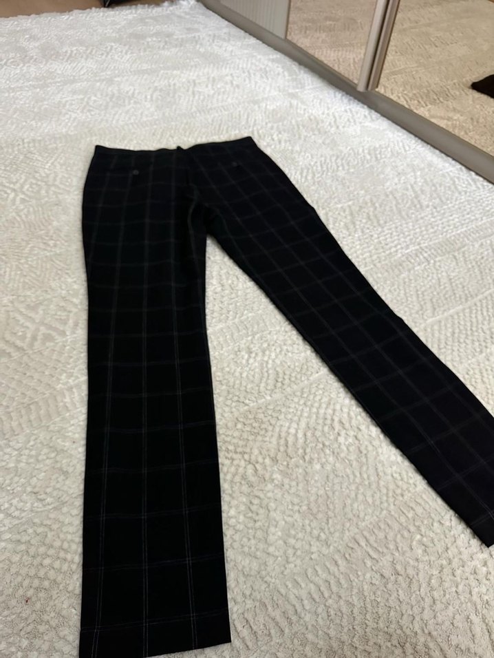 Siyah Kareli erkek Kumaş Pantolon - Görsel 3