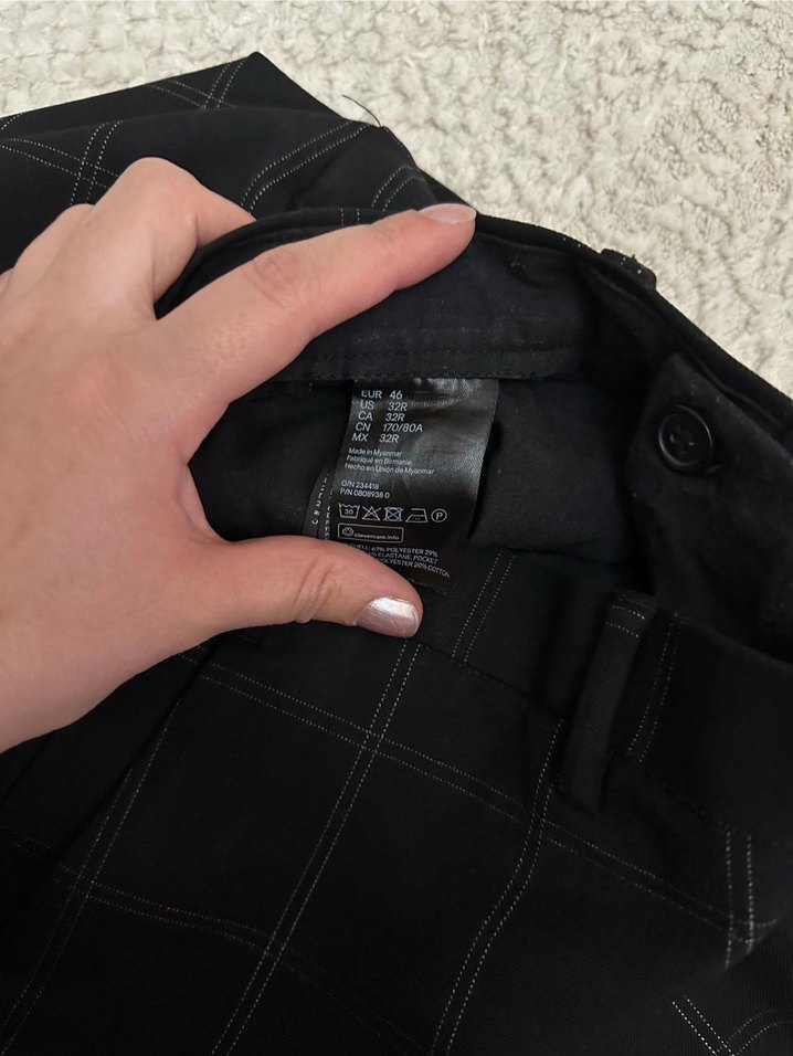 Siyah Kareli erkek Kumaş Pantolon - Görsel 5