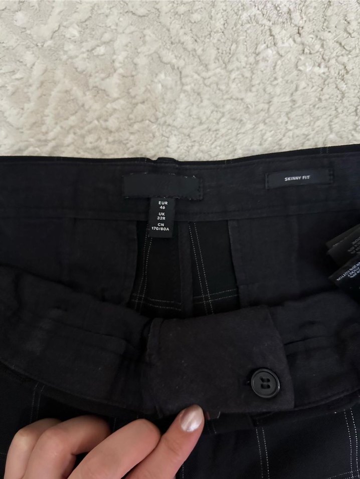 Siyah Kareli erkek Kumaş Pantolon - Görsel 4