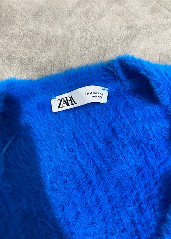 Saks mavisi  Örgü Yumuşak Kadın Hırka - Görsel 6