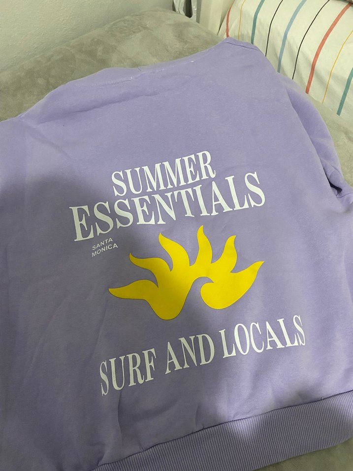 Mor Kapüşonlu Kadın Sweatshirt - Görsel 2