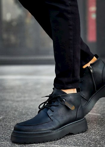 Siyah Bağcıklı Erkek Street Style Bot