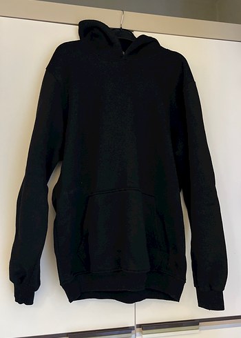 Siyah Kadın Sweatshirt, Kapüşonlu, Rahat Kesim