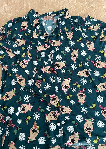 l Beden Renkli Baskılı Kadın Pijama Takımı