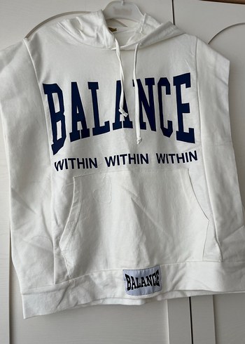 H&M Beyaz Kapüşonlu Baskılı Kadın Sweatshirt