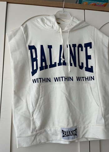 l Beden Beyaz Kapüşonlu Baskılı Kadın Sweatshirt