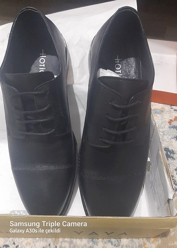 Siyah Deri Bağcıklı Klasik Erkek Ayakkabı Hotiç orjinal