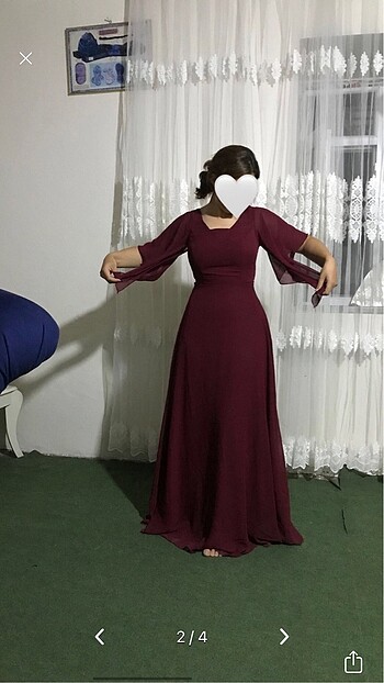 Bordo tül abiye
