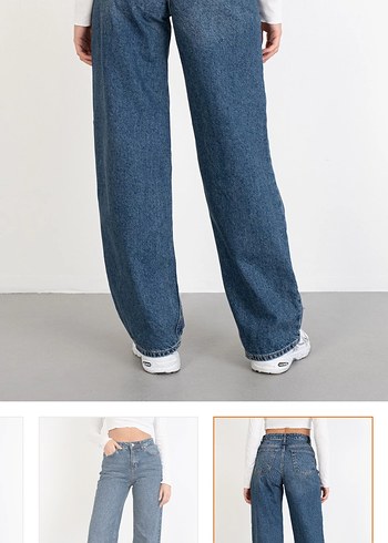 Kadın Geniş Kesim Midi Boy Denim Jean - Görsel 2