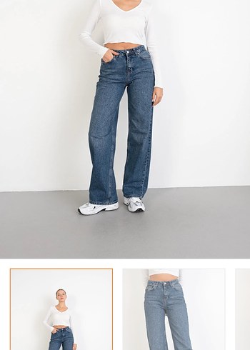 Kadın Geniş Kesim Midi Boy Denim Jean - Görsel 4