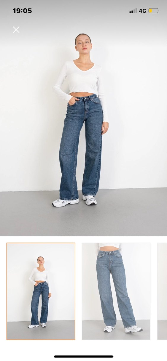 Kadın Geniş Kesim Midi Boy Denim Jean - Görsel 4