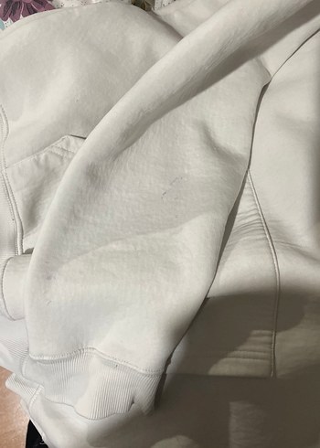 Kadın Beyaz Kapüşonlu Baskılı Sweatshirt - Görsel 5