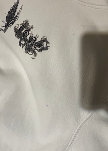 Kadın Beyaz Kapüşonlu Baskılı Sweatshirt - Görsel 3