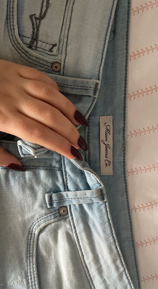 Kadın Yeşil Bağcıklı Mini Denim Şort - Görsel 2