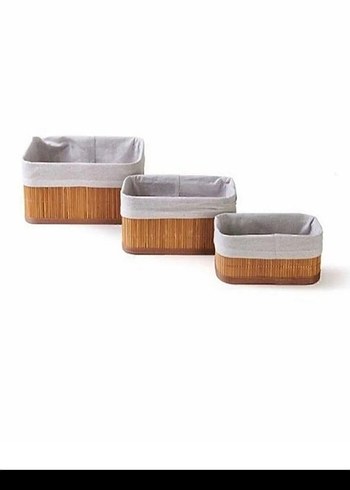 Ikea Bej ve gri saklama sepeti seti
