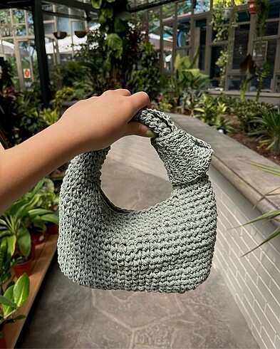 Beden örgü el çantası su yeşili handmade mini bag