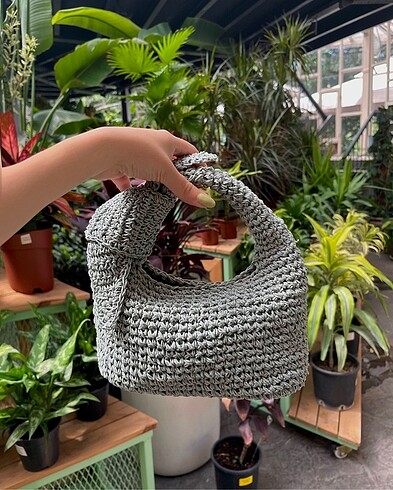 örgü el çantası su yeşili handmade mini bag