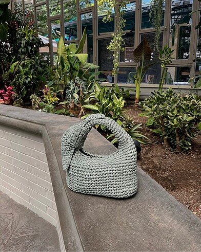 Zara örgü el çantası su yeşili handmade mini bag