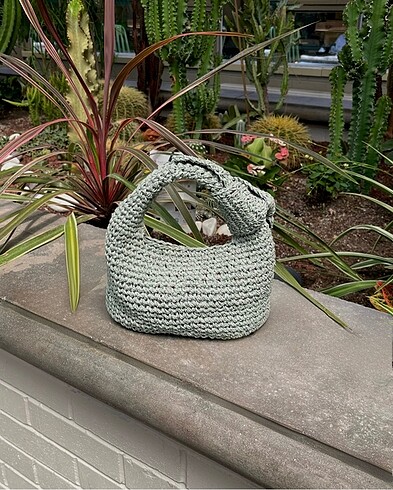 Beden turkuaz Renk örgü el çantası su yeşili handmade mini bag