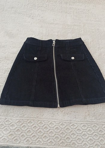 Fermuarlı Siyah Kadın Mini Etek