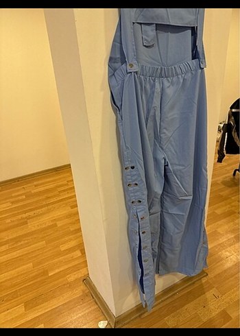 Rahat Kesim Mavi Denim Hamile Tulum - Görsel 3