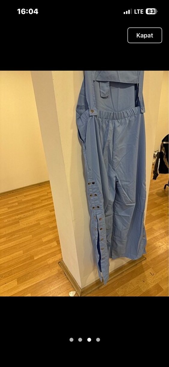 Rahat Kesim Mavi Denim Hamile Tulum - Görsel 3