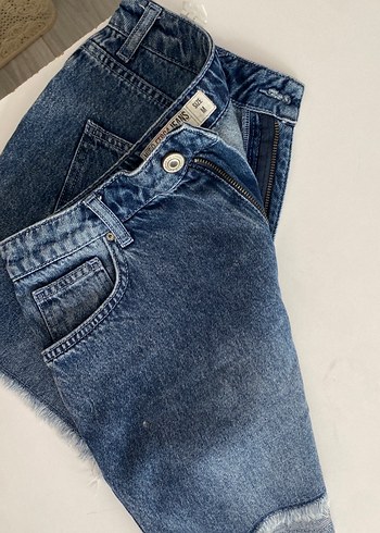 m Beden mavi Renk Kadın Mavi Denim Mini Şort