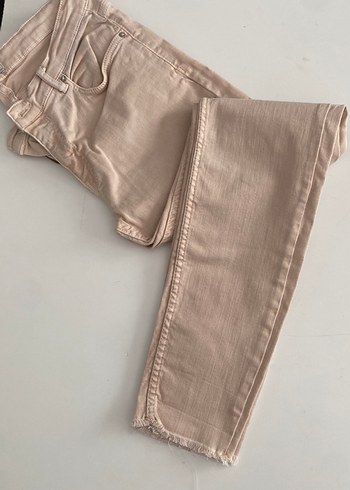 Zara Bej Midi Keten Kadın Pantolon