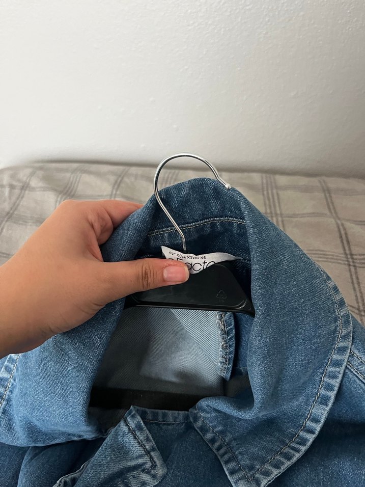 Kadın Uzun Düğmeli Kot Ceket - Görsel 2