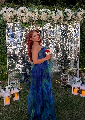 Mavi straplez abiye - Görsel 2