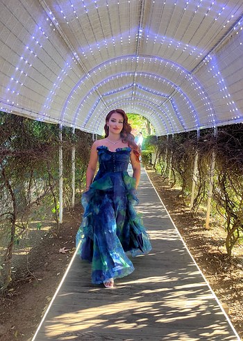 Mavi straplez abiye - Görsel 3