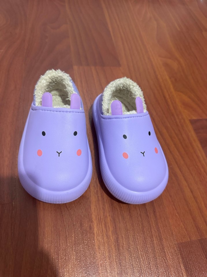 Mor Kürklü Kız Çocuk Ev Terliği - Görsel 4